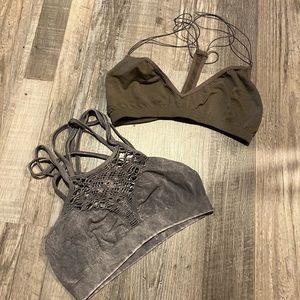 strappy bralettes ~ purple / mauve.